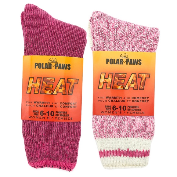 Polar Paws Accessories - Women's Thermal Socks 2 PACK Pink 6-10